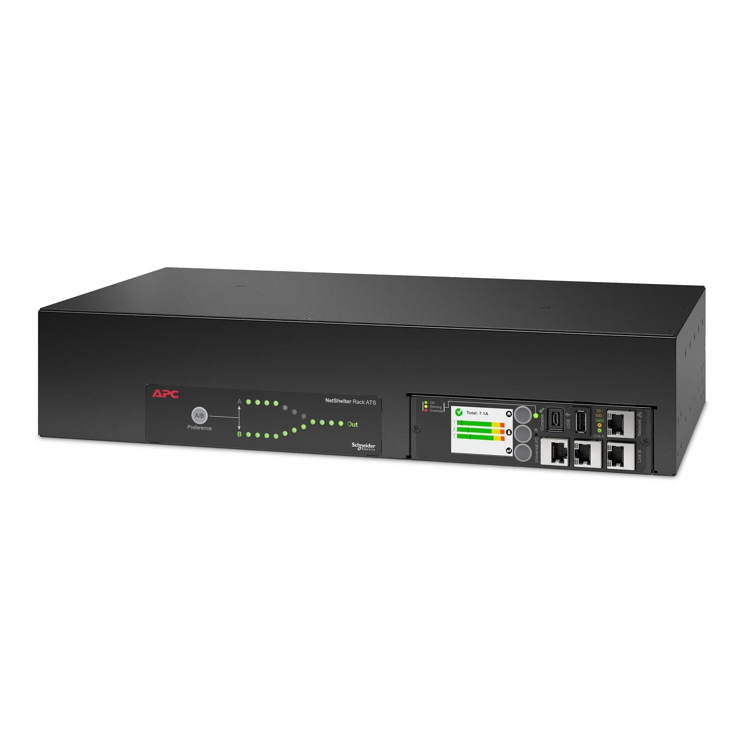 Rack ATS, 230V, 32A, IEC 309 in, (16) C13 (2) C19 out