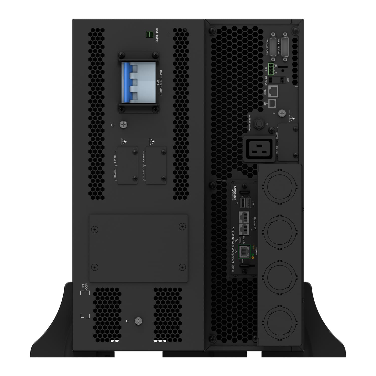 APC Smart-UPS On-Line, 15KVA/15KW, Rack/Tower, 230V/380V...415V, Hard wire 5-wire(3P+N+E)+3-wire(1P+N+E), Network Card, W/O rail kit