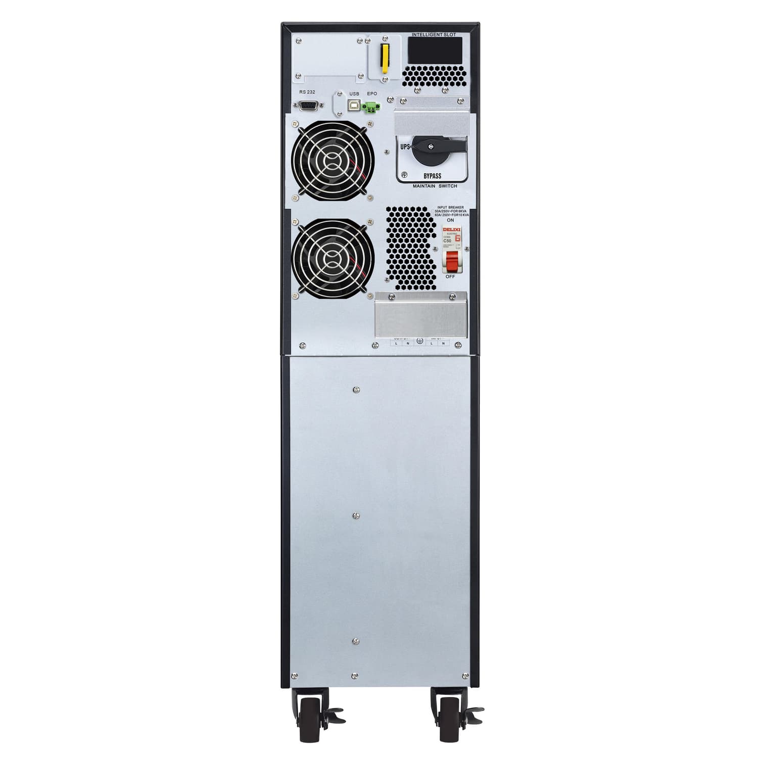 APC Easy UPS On-Line, 10KVA/10KW, Tower, 230V, Hard wire 3-wire (1P+N+E) outlet, Intelligent Card Slot, LCD